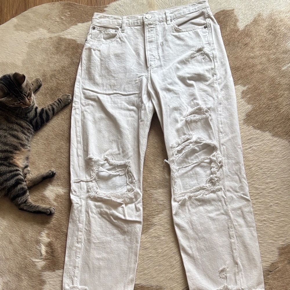 American Eagle Outfitters White Boyfriend Jeans